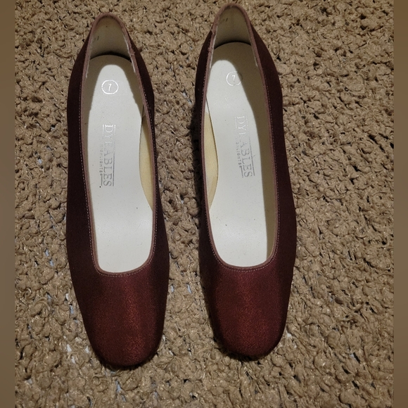 WOMENS VINTAGE DYEABLES BY HIGHLIGHTS HEELS MAROON SIZE 7 - Picture 4 of 14